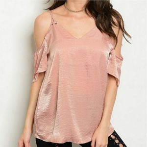 ANNABELLE Cold Shoulder Top Blush Shimmery Medium